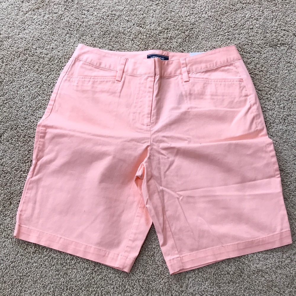 New! LANDS' END Size 6 pale peach mid rise cotton shorts